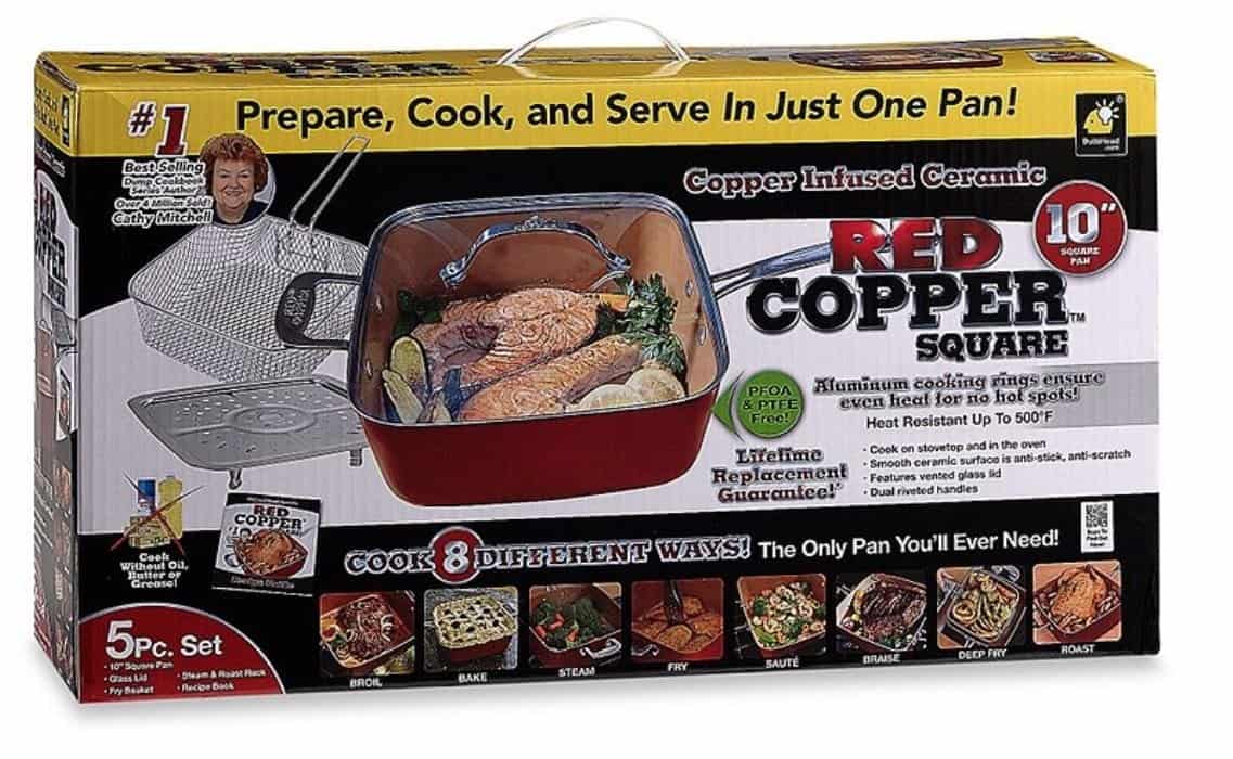 red copper non-stick square ceramic cookware