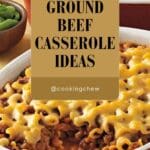 A close-up photo of a classic American comfort food: cheesy ground beef and pasta casserole.