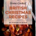 A traditional British Christmas dinner with roast goose.