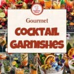 A collage of different cocktails with garnishes.