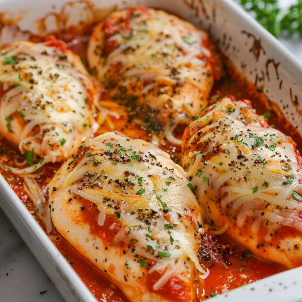 You Won't Believe How Easy This Cheesy Marinara Chicken Bake Is!