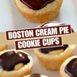 Mini Boston Cream Pie cookie cups with creamy filling and chocolate topping