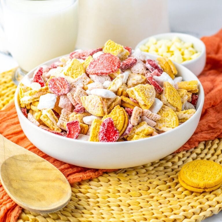 Strawberry Shortcake Puppy Chow (No-Bake Sweet Snack Mix)