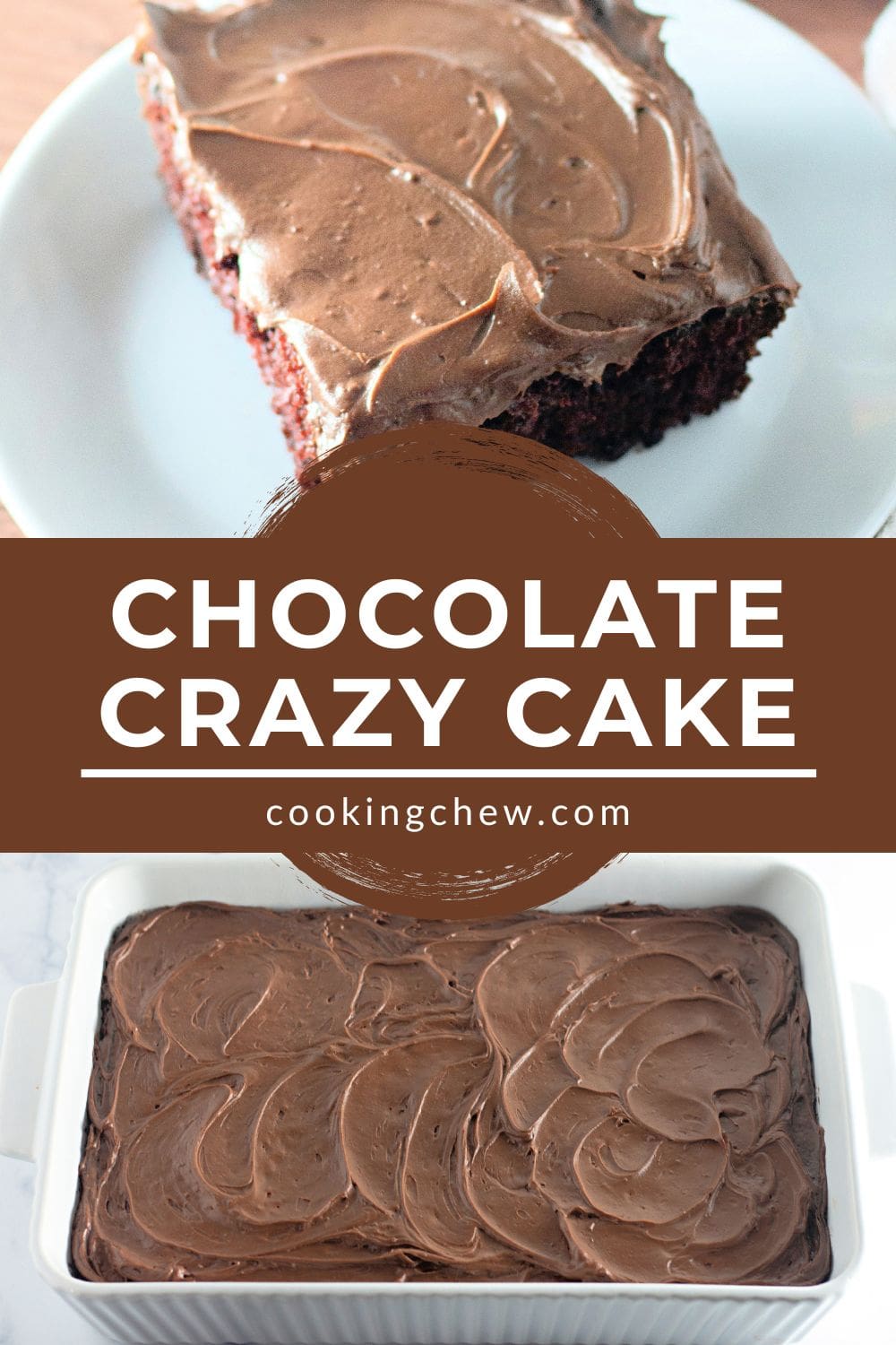 A close-up of a moist chocolate crazy cake showing its tender crumb.