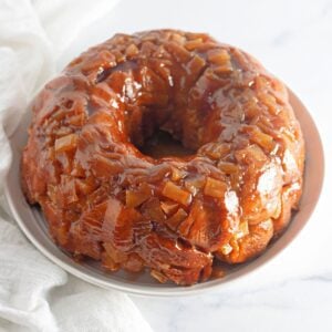 A clear, detailed image of a slice or portion of apple fritter monkey bread.