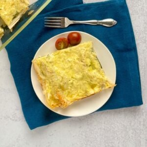 Crisp phyllo tart topped with cheese and fresh asparagus