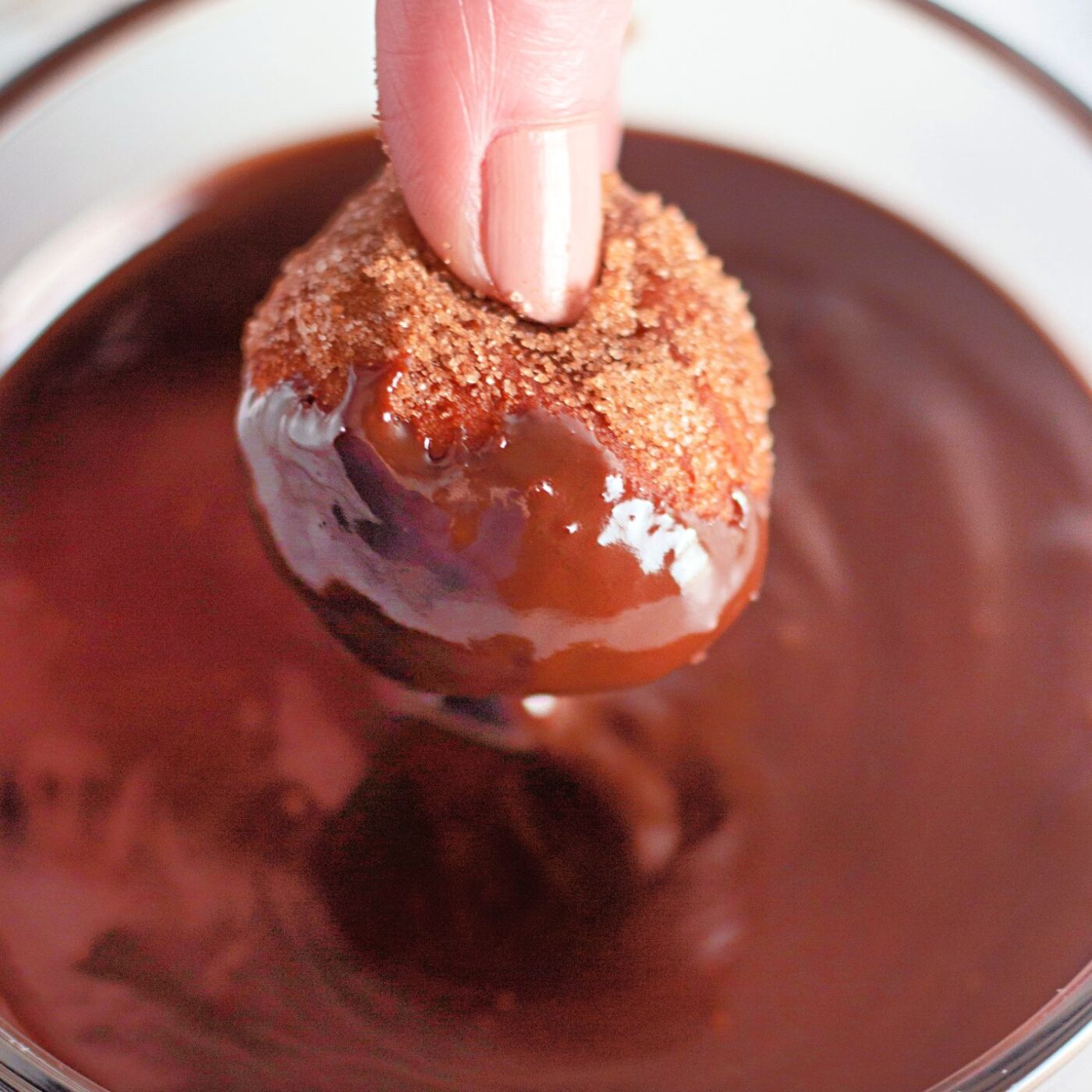Cinnamon Sugar Biscuit Dough Donut Holes + Chocolate Dip (Quick & Easy!)