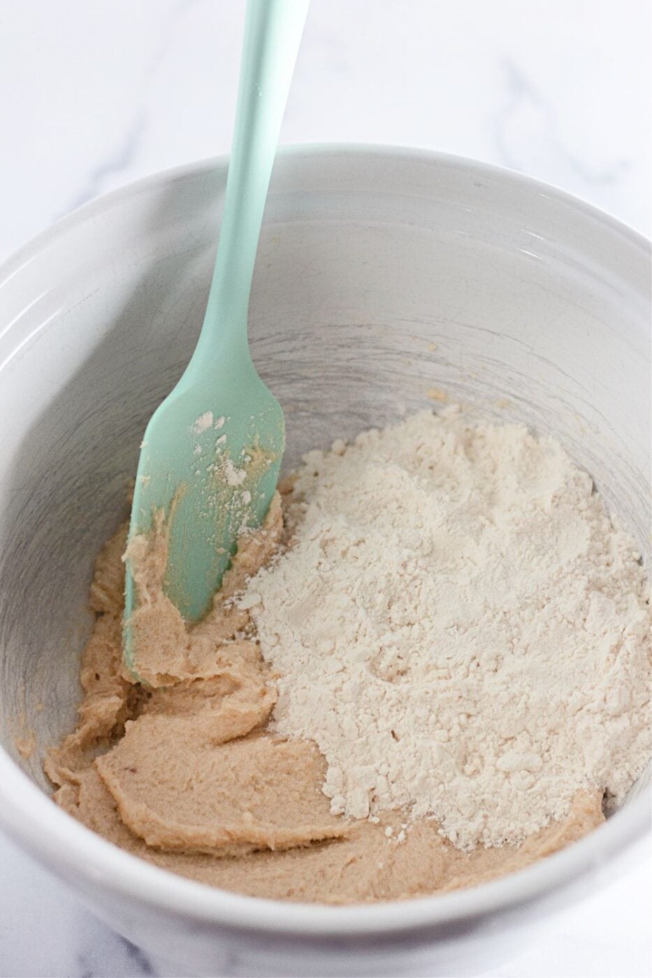 Cookie dough mixture after the flour is added. 