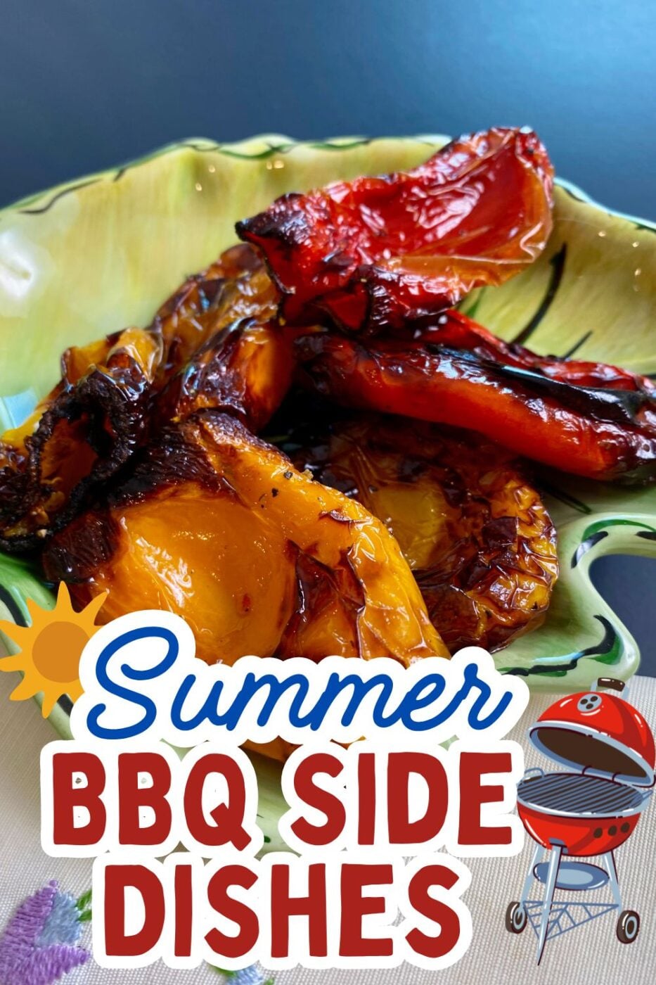 A vibrant bowl of roasted mini bell peppers with visible char marks, cooked in an air fryer.