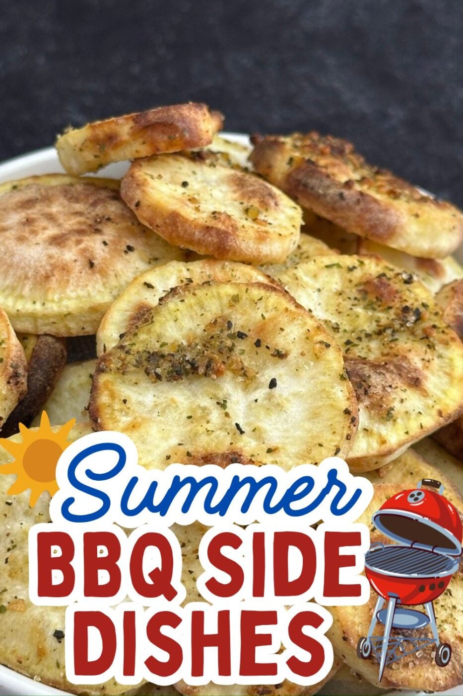 Golden brown and crispy sweet potato rounds arranged on a plate.