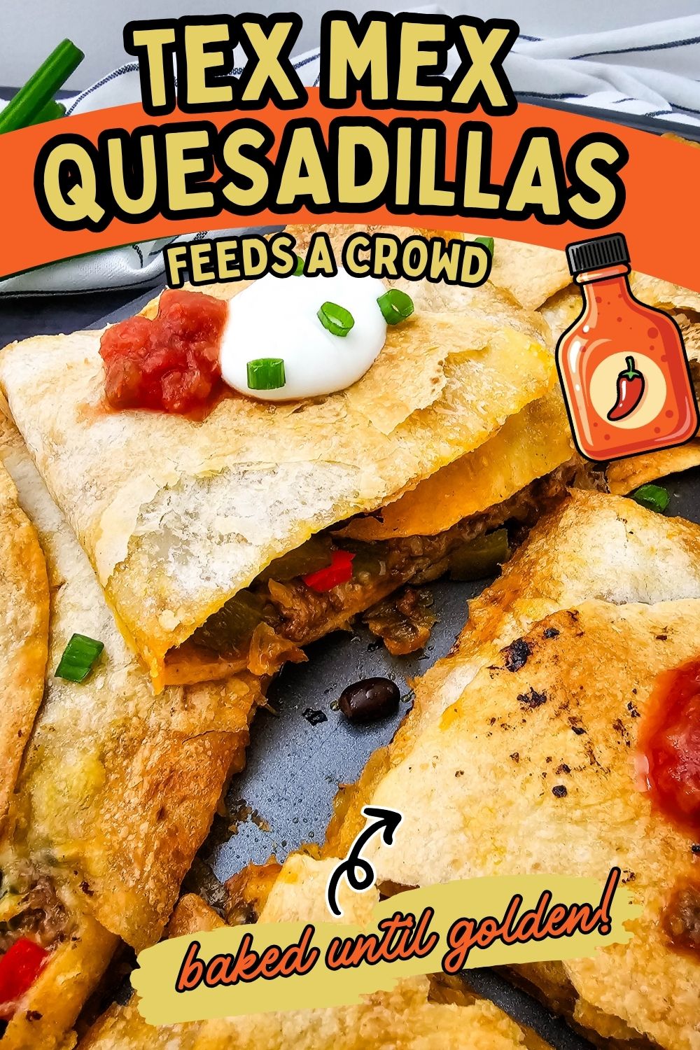 Sheet pan tex mex quesadillas pin image