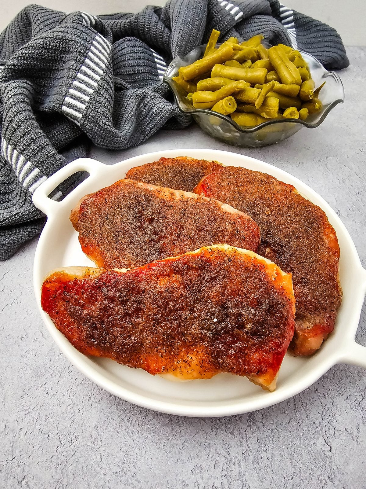 Glazed brown sugar and ketchup pork chops fresh from the oven