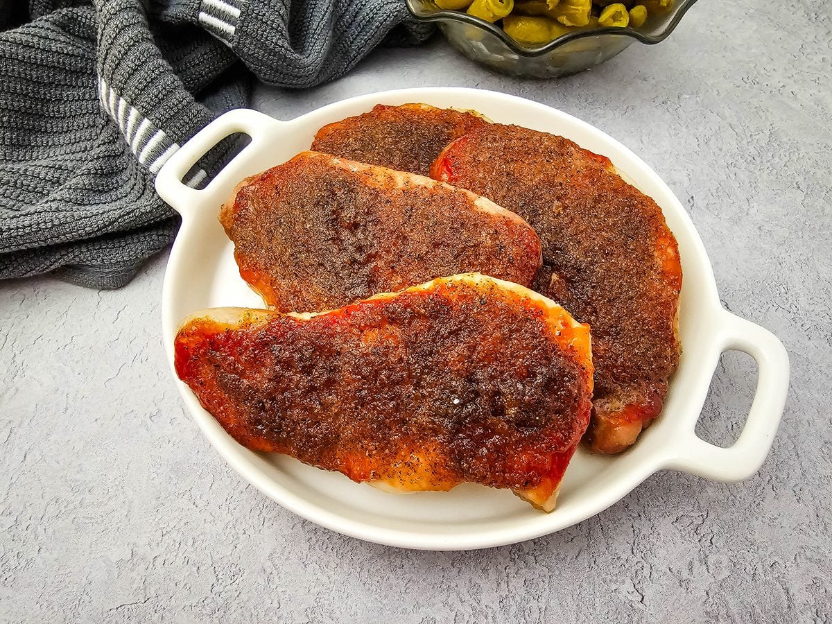 Brown sugar and ketchup pork chops with a sweet and tangy glaze