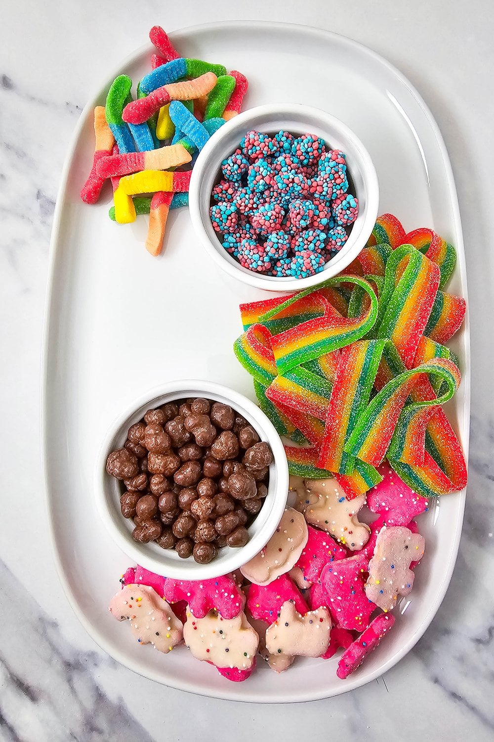 Airheads candy arranged on the kids birthday charcuterie board