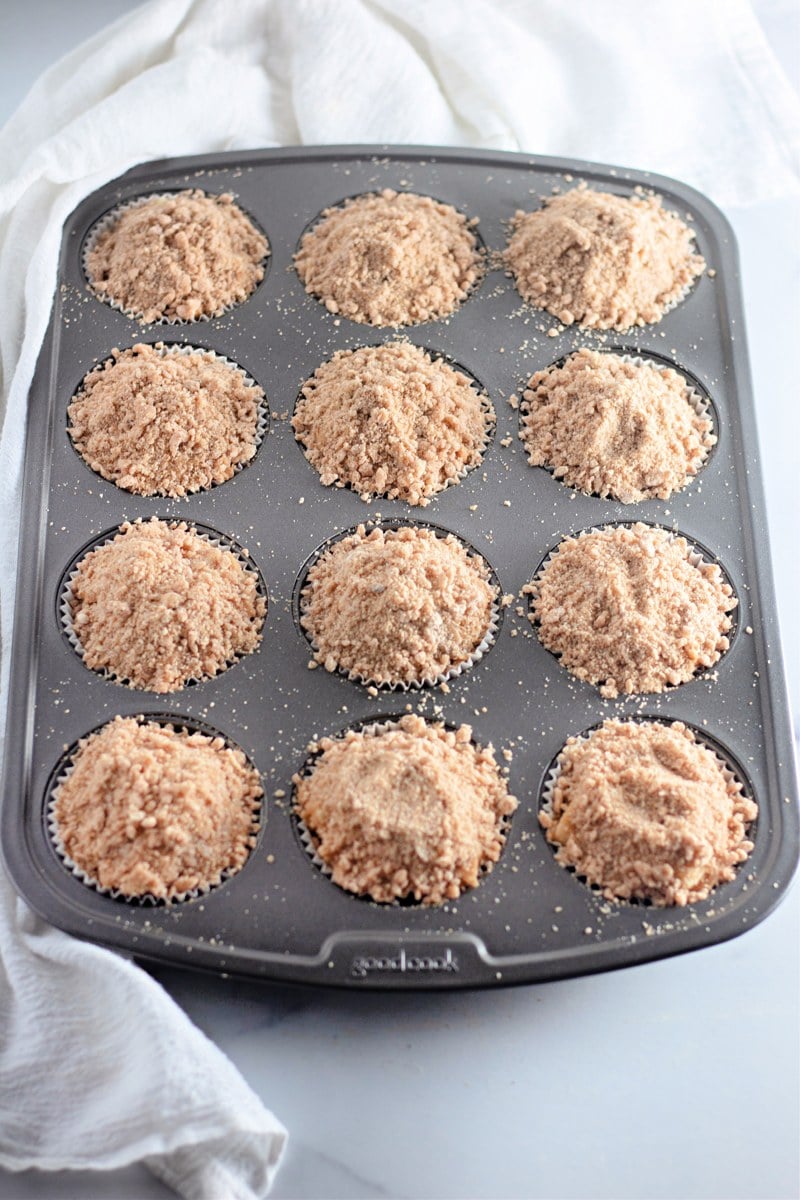 Apple cinnamon muffins baked in tin