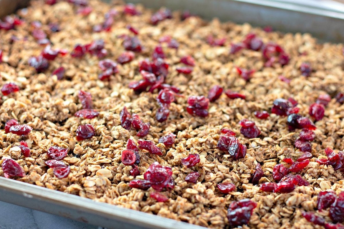 homemade cranberry granola broken pieces