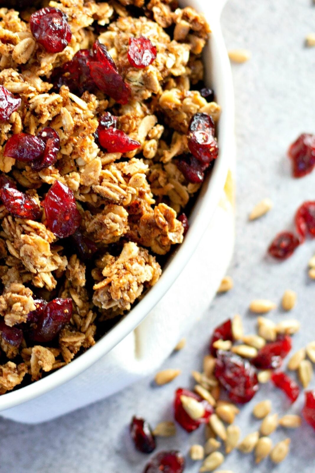 homemade cranberry granola closeup