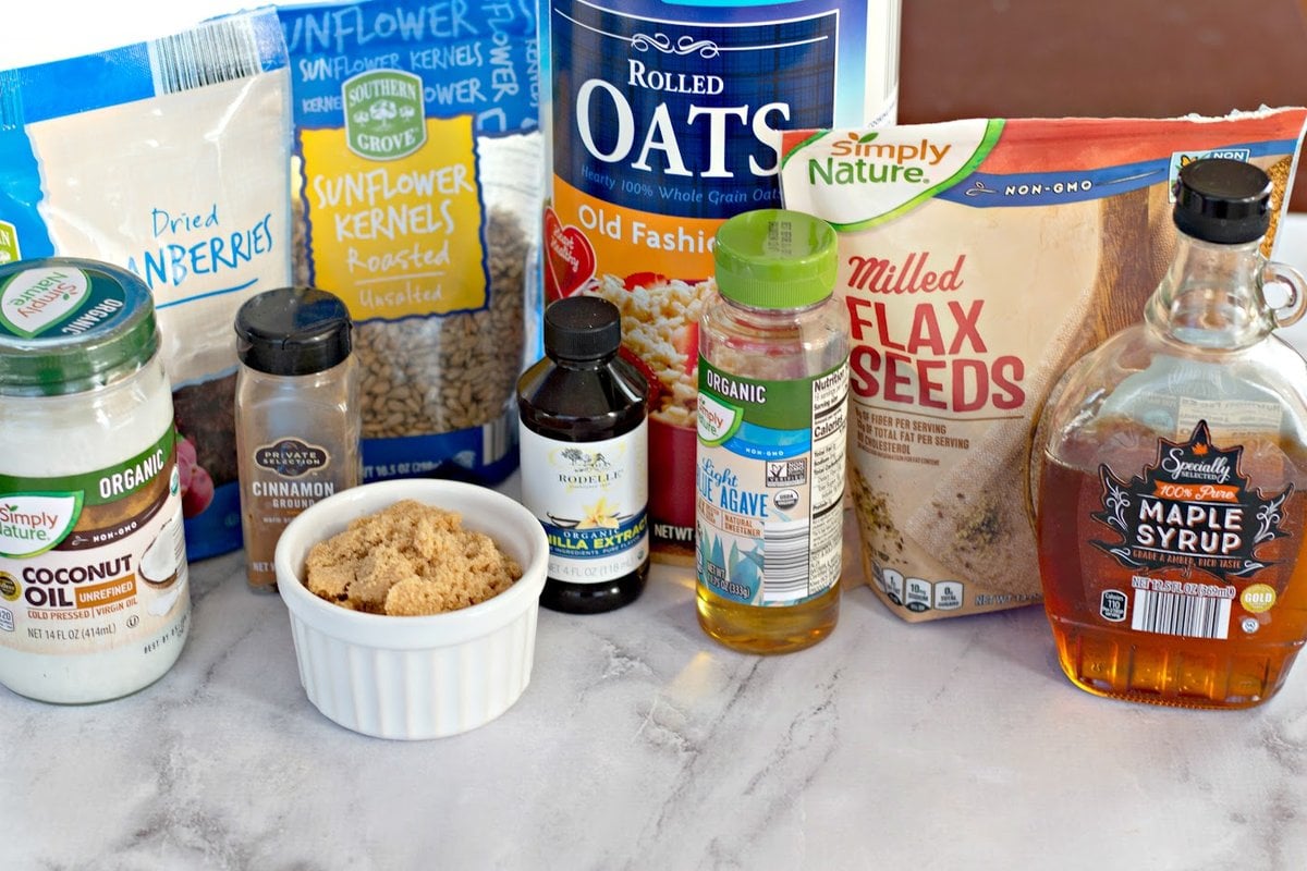 homemade cranberry granola ingredients