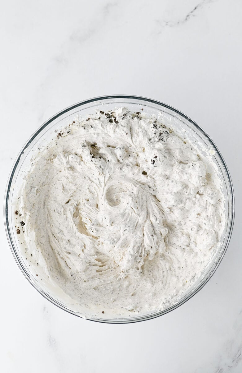Crushed Oreos folded into the Oreo dip