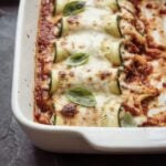 Easy zucchini rollatini topped with fresh basil