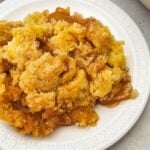 Easy apple cobbler made with apple pie filling and butter cake mix