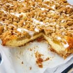 Apple coffee cake with apple pie filling and cinnamon crumble topping