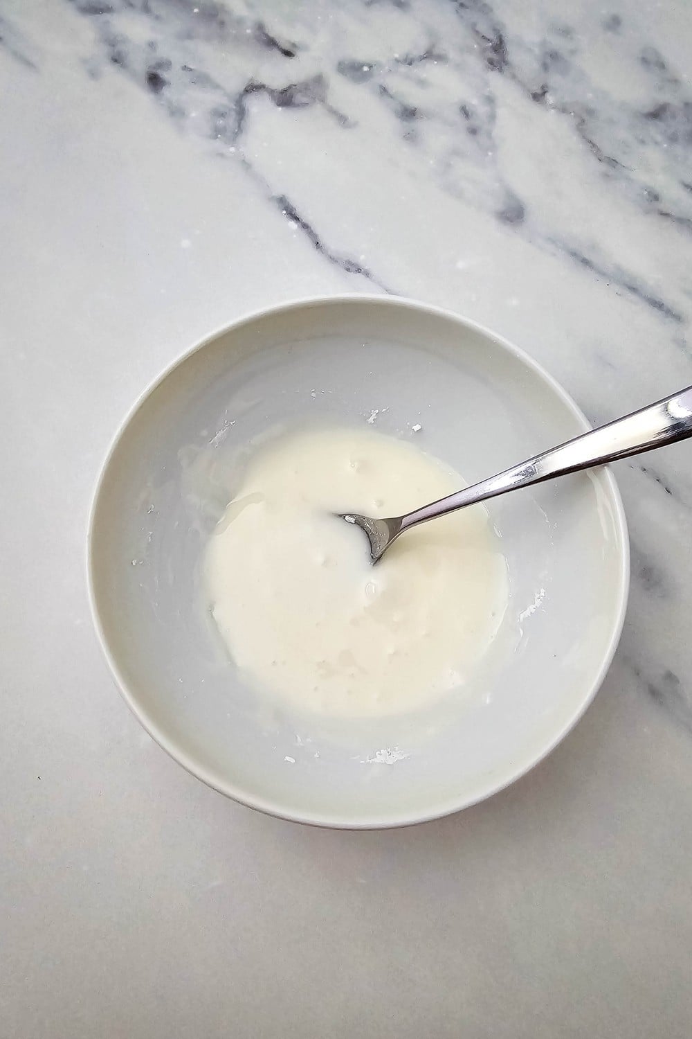 Powdered sugar glaze whisked smooth