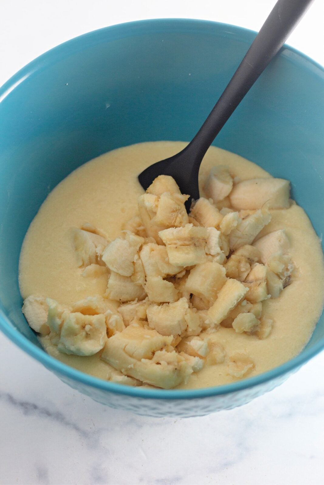 Mashed ripe bananas stirred into the coffee cake batter