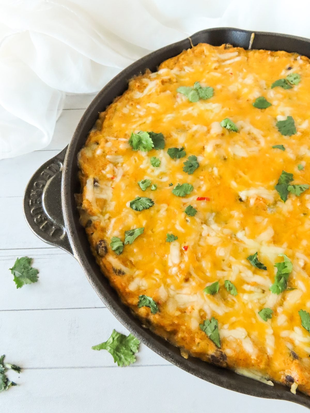 Bubbly baked chicken enchilada dip fresh from the oven