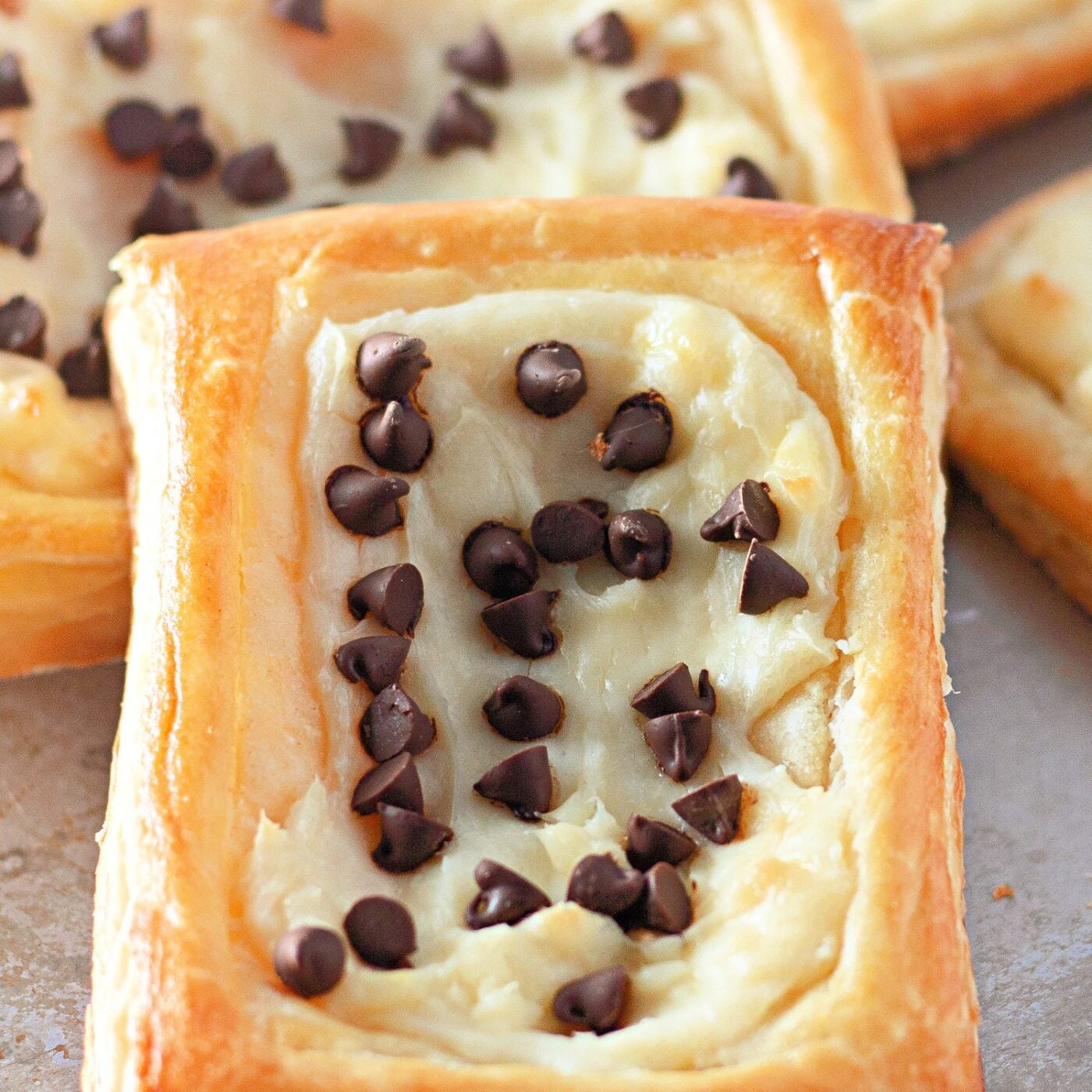 Chocolate Chip Cream Cheese Danishes (Easy Puff Pastry Recipe)