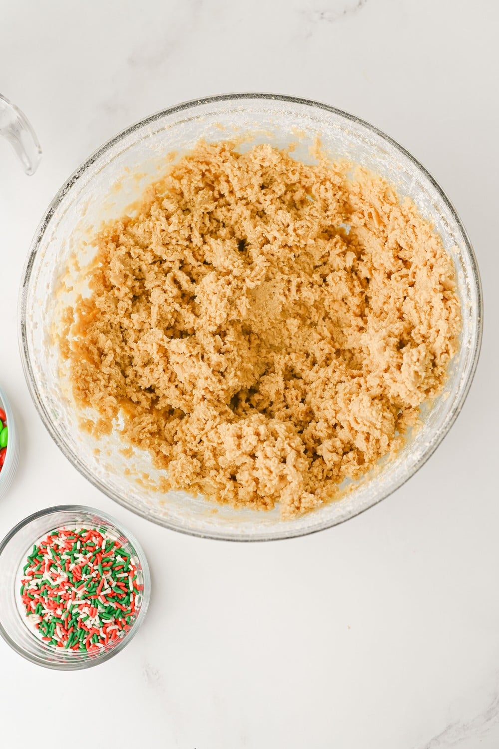Christmas cookie bar dough mixed until just combined