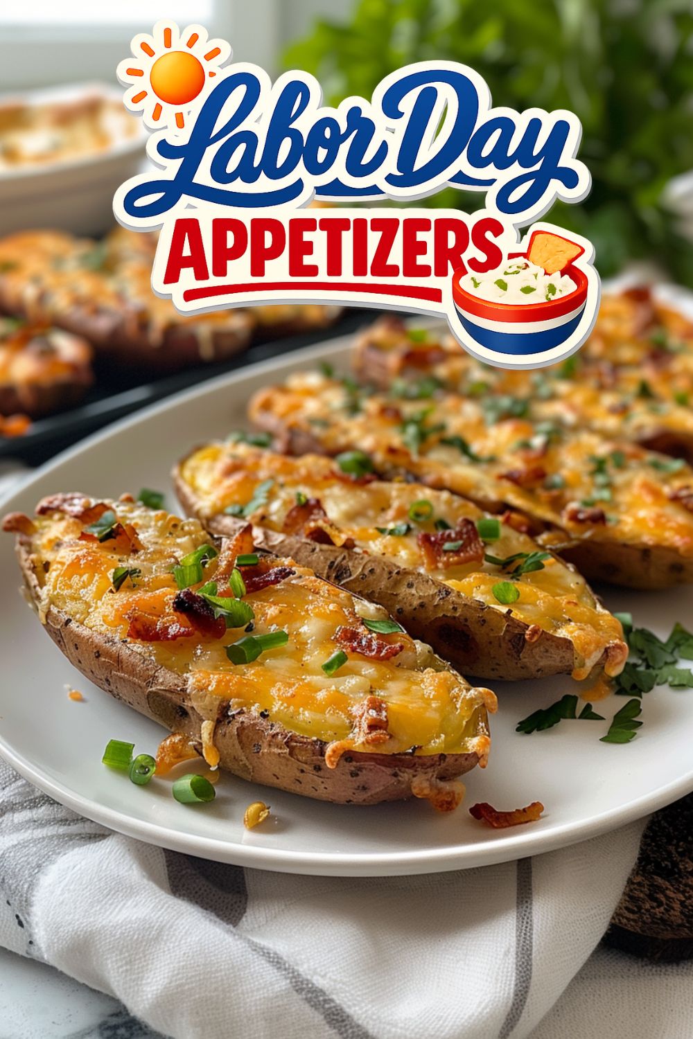 Twice Baked Loaded Fingerling Potatoes - Labor Day Appetizers