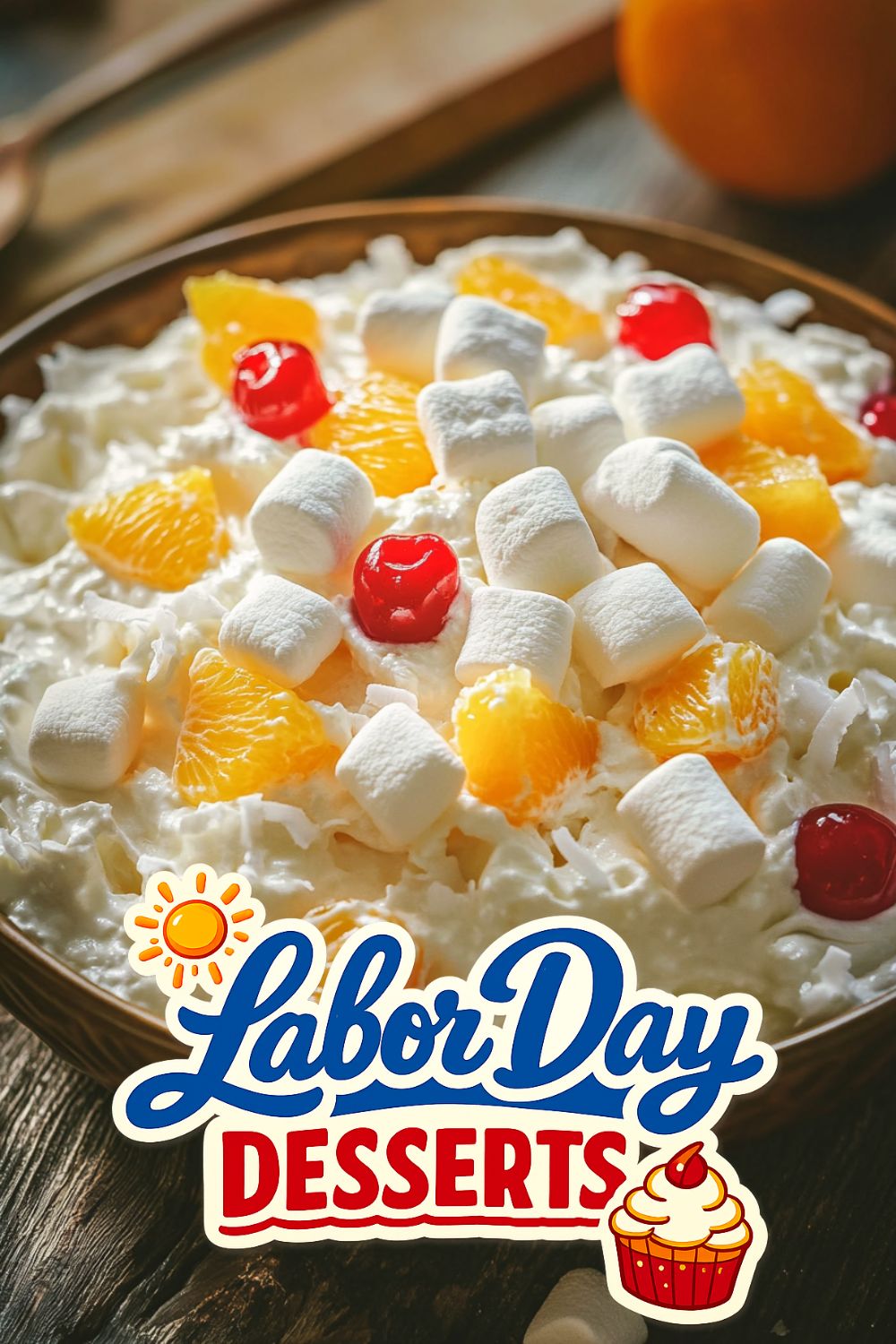 Ambrosia Salad With Cool Whip - Labor Day dessert for a crowd