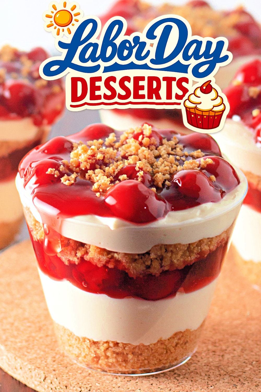 Cherry Cheesecake Cups - Labor Day dessert for a crowd