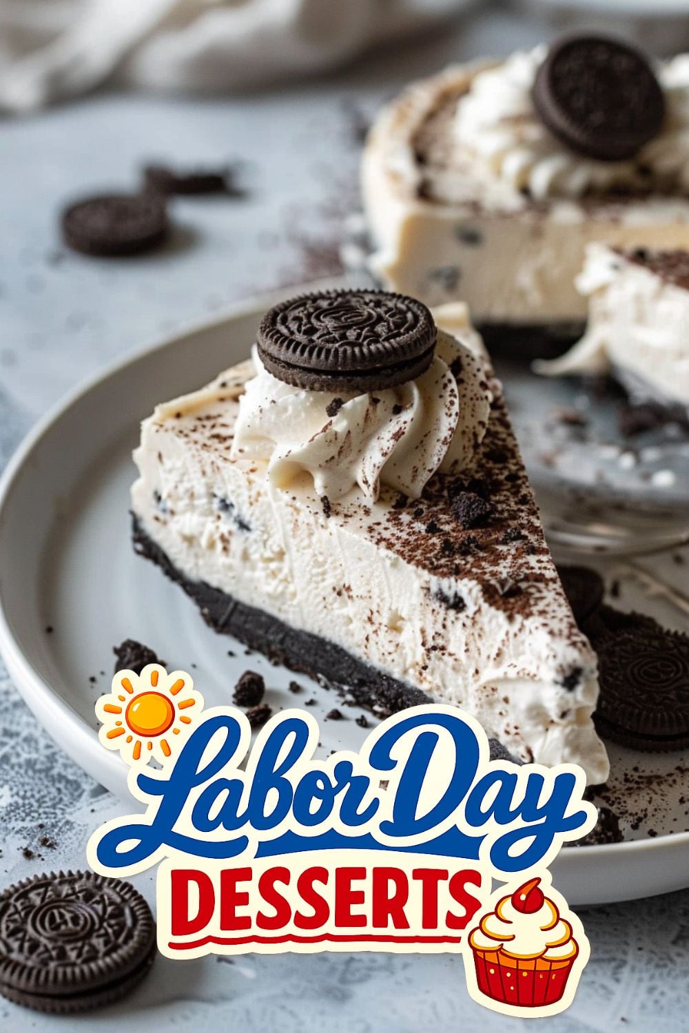 No-Bake Oreo Cheesecake - Labor Day dessert for a crowd