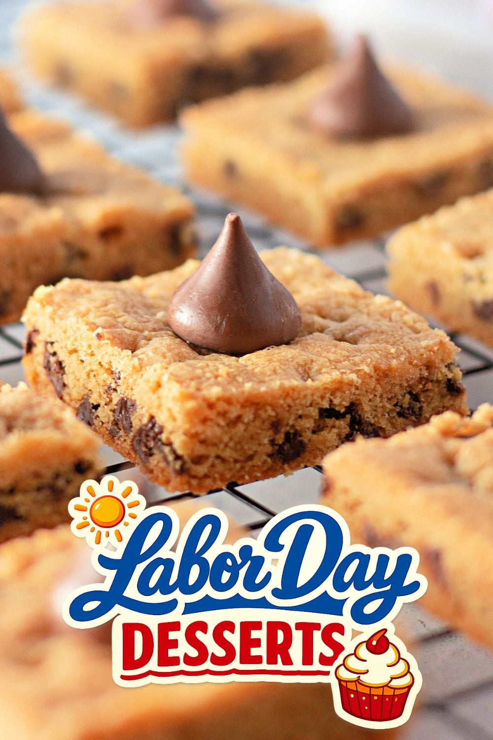 Sheet Pan Peanut Butter Cookie Bars - Labor Day dessert for a crowd