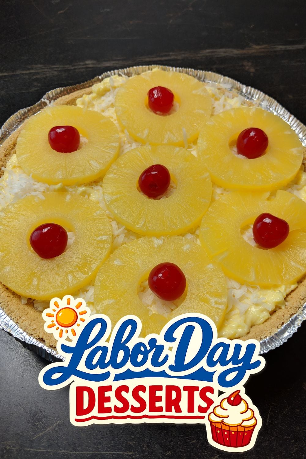 Tropical Fruit Potluck No-Bake Pie - Labor Day dessert for a crowd
