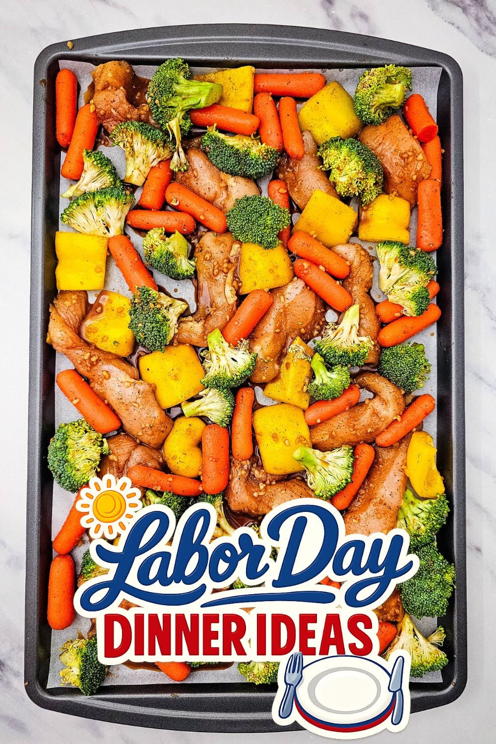 Sheet Pan Honey Garlic Chicken and Veggies - Labor Day Dinner Ideas