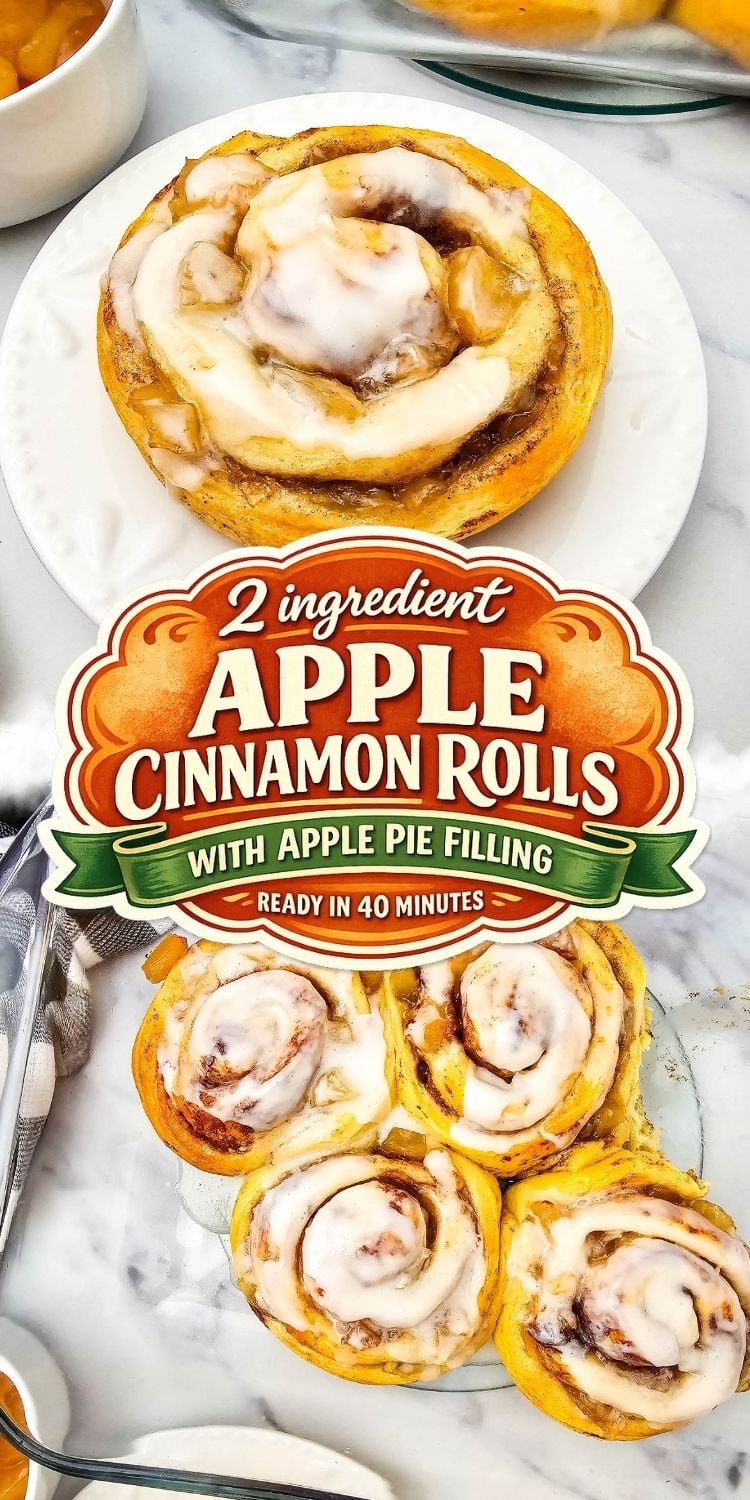 2 ingredient apple cinnamon rolls made with canned dough and apple pie filling