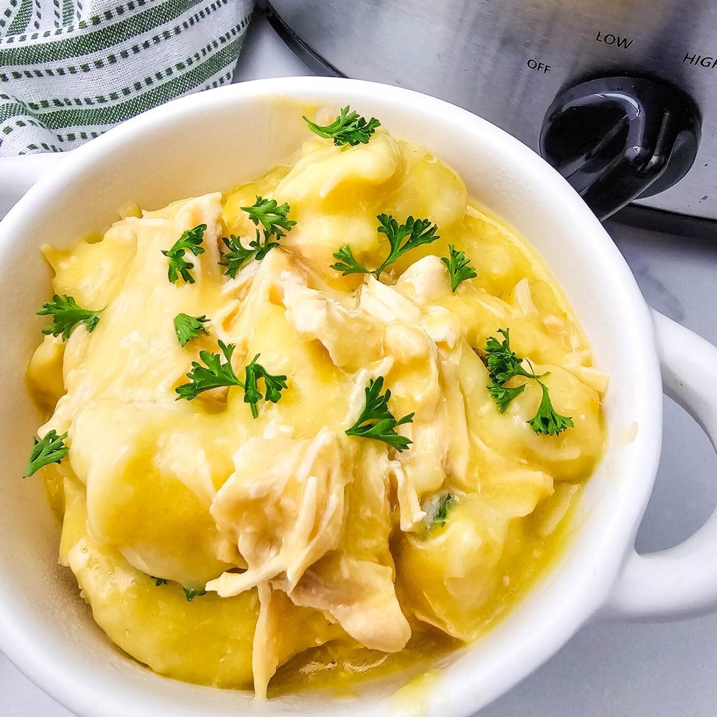 Crockpot Chicken and Dumplings With Biscuits