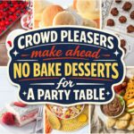 Collage of make ahead no bake desserts for a party