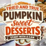 Collage of pumpkin desserts made with canned pumpkin