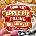 Pinterest collage of recipe photos with a badge reading: SHORTCUT APPLE PIE FILLING BREAKFASTS for fall mornings