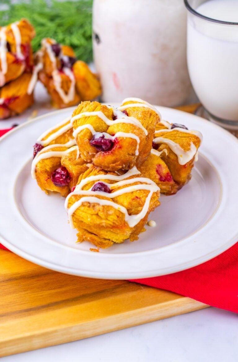 Finished Cranberry Orange Monkey Bread Bites ready to serve