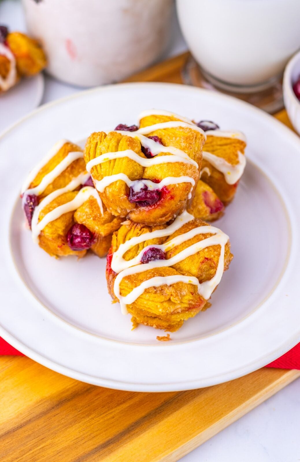 Close up of Cranberry Orange Monkey Bread Bites