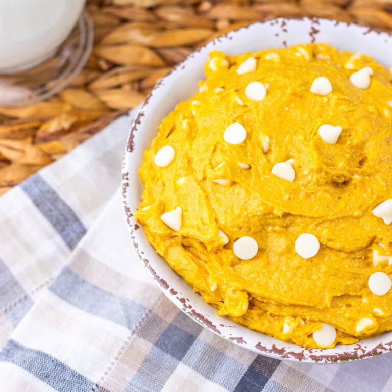 Pumpkin Spice Cookie Dough Dip close up