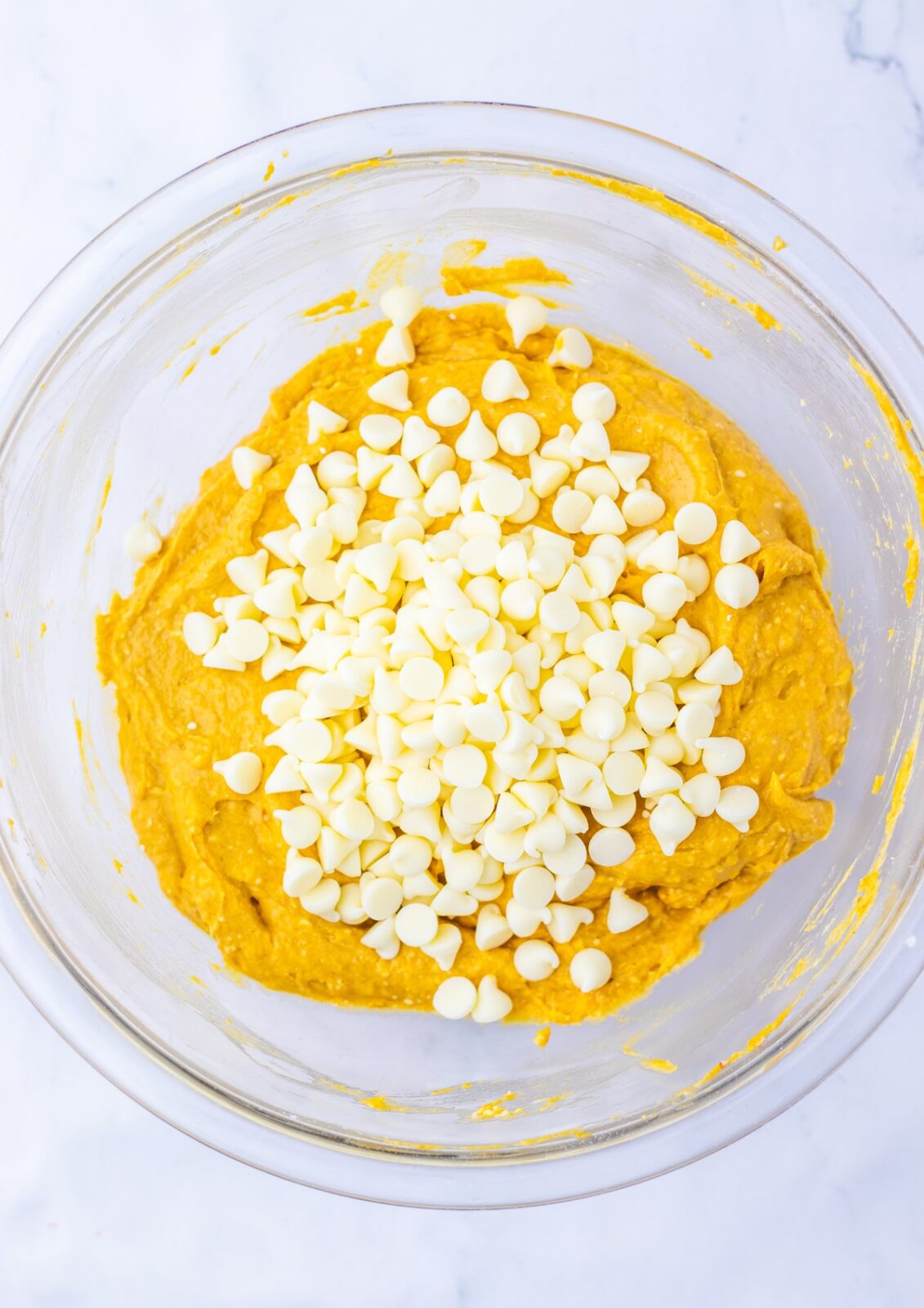 Pumpkin Spice Cookie Dough Dip process: fold in the white chocolate chips, cover, and refrigerate for at least 30 minutes