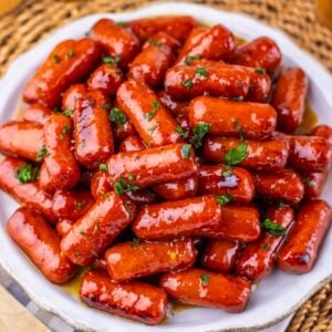 Slow Cooker Maple Dijon Lil Smokies recipe card photo